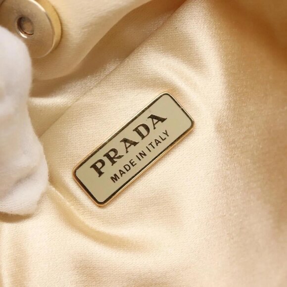 PRADA Chain Shoulder Bag Nylon Yellow Gold Auth 139938 - Picture 10 of 16